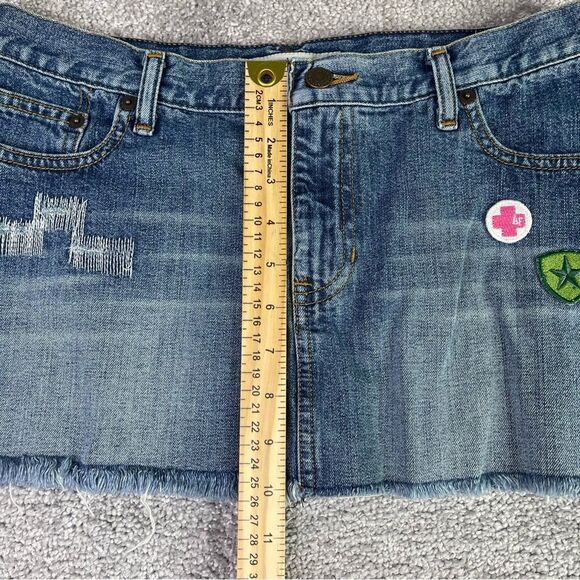 Vintage Abercrombie & Fitch Micro Mini Skirt Women’s 4 Blue Frayed Hem Y2K - Picture 7 of 9